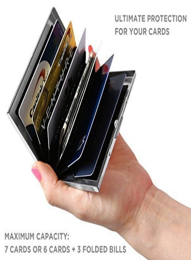 Stealodeal حامل بطاقات ستيلوديل الفضي المعدني المزود بتقنية حجب RFID، يحمل خريطة العالم، مناسب للرجال والنساء، يدعم بطاقات الخصم/الائتمان/الصراف الآلي. - Image 3